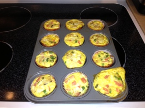 Egg muffins out of the oven ...I added to much to the one the right